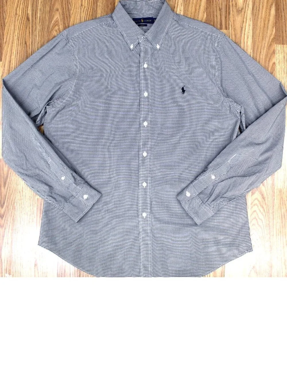 POLO RALPH LAUREN SLIM FIT SHIRT 100% COTTON BLACK & WHITE Sz X-LARGE, XL